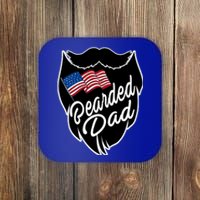 Bearded Dad With American Flag Funny Fathers Day Gift Coaster