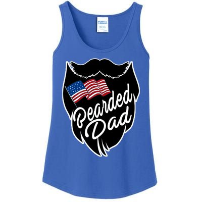 Bearded Dad With American Flag Funny Fathers Day Gift Ladies Essential Tank