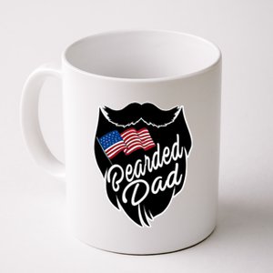 Bearded Dad With American Flag Funny Fathers Day Gift Coffee Mug