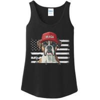 Boxer Dog Wearing Maga Hat American Flag Dogs For Trump Ladies Essential Tank