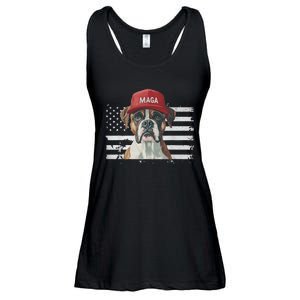 Boxer Dog Wearing Maga Hat American Flag Dogs For Trump Ladies Essential Flowy Tank