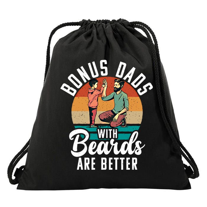 Bonus Dads With Beards Are Better Bearded Stepfather Great Gift Drawstring Bag