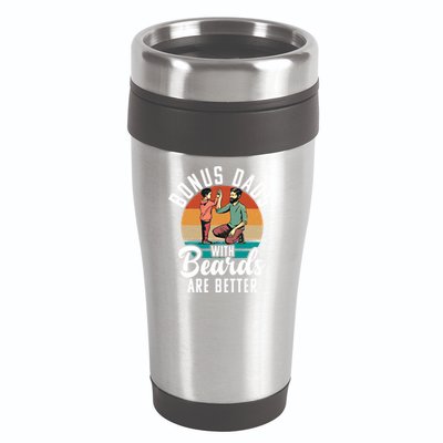 Bonus Dads With Beards Are Better Bearded Stepfather Great Gift 16oz Travel Tumbler