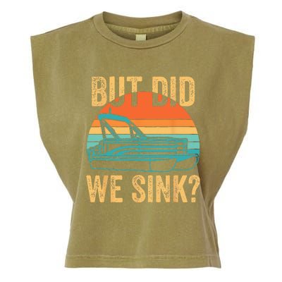 But Did We Sink Funny Pontoon Boat Captain Boating Garment-Dyed Women's Muscle Tee