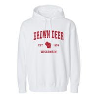 Brown Deer Wisconsin Wi Vintage Sports Garment-Dyed Fleece Hoodie