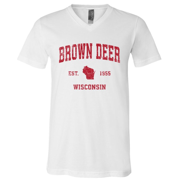 Brown Deer Wisconsin Wi Vintage Sports V-Neck T-Shirt