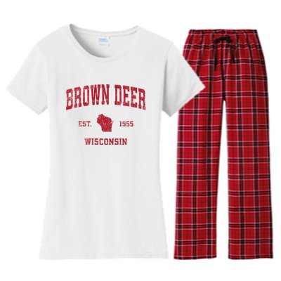 Brown Deer Wisconsin Wi Vintage Sports Women's Flannel Pajama Set