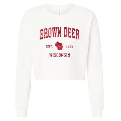 Brown Deer Wisconsin Wi Vintage Sports Cropped Pullover Crew