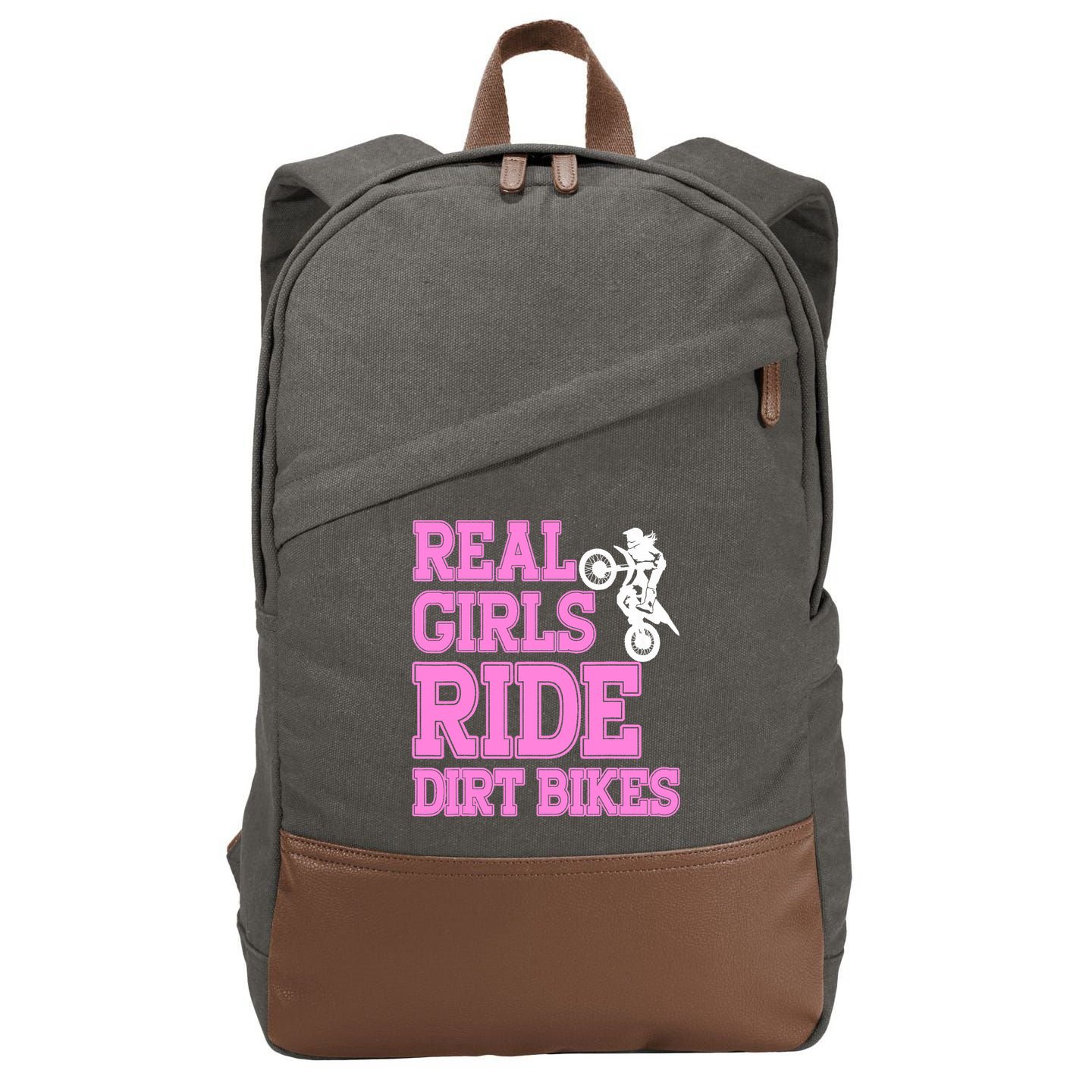 Braap Design Wo Motorcycle Motocross Girl Dirt Bike Cotton Canvas Backpack