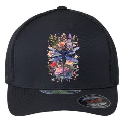 Beautiful Dragonfly Watercolor Art Insect Lover Earth Day Flexfit Unipanel Trucker Cap