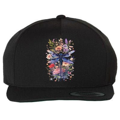 Beautiful Dragonfly Watercolor Art Insect Lover Earth Day Wool Snapback Cap