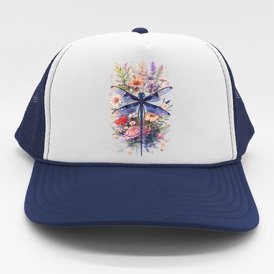 Beautiful Dragonfly Watercolor Art Insect Lover Earth Day Trucker Hat