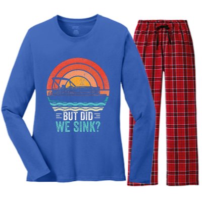 But Did We Sink Pontoon Funny Captain Boating Women's Long Sleeve Flannel Pajama Set 