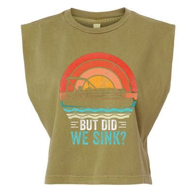 But Did We Sink Pontoon Funny Captain Boating Garment-Dyed Women's Muscle Tee