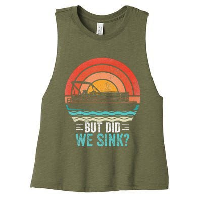 But Did We Sink Pontoon Funny Captain Boating Women's Racerback Cropped Tank