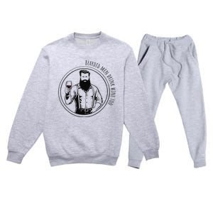 Bearded Drink Wine Too Premium Crewneck Sweatsuit Set