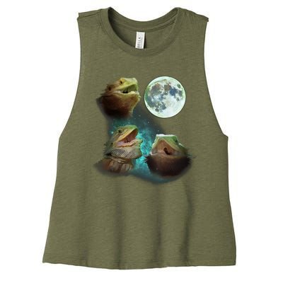 Bearded Dragons Wolfs Wolves Howl At Moon Women's Racerback Cropped Tank