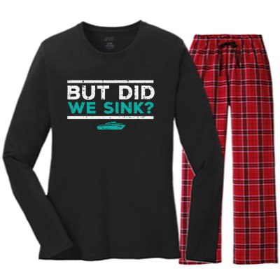 But Did We Sink Boat Funny Pontoon Joke Owner Women's Long Sleeve Flannel Pajama Set 