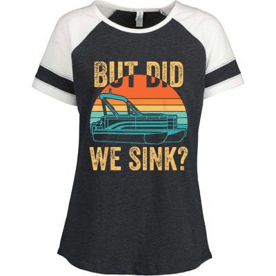 But Did We Sink Funny Men Pontoon Boat Captain Boating Enza Ladies Jersey Colorblock Tee