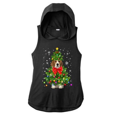 Beagle Dog Xmas Decoration Santa Christmas Tree Gift Ladies PosiCharge Tri-Blend Wicking Draft Hoodie Tank