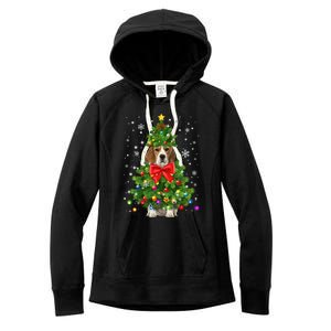 Beagle Dog Xmas Decoration Santa Christmas Tree Gift Women's Fleece Hoodie