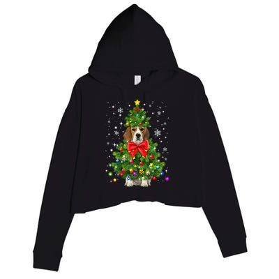 Beagle Dog Xmas Decoration Santa Christmas Tree Gift Crop Fleece Hoodie