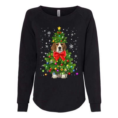 Beagle Dog Xmas Decoration Santa Christmas Tree Gift Womens California Wash Sweatshirt