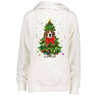 Beagle Dog Xmas Decoration Santa Christmas Tree Gift Womens Funnel Neck Pullover Hood