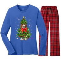 Beagle Dog Xmas Decoration Santa Christmas Tree Gift Women's Long Sleeve Flannel Pajama Set 