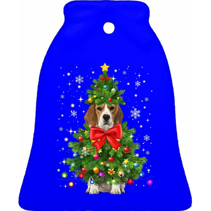 Beagle Dog Xmas Decoration Santa Christmas Tree Gift Ceramic Bell Ornament