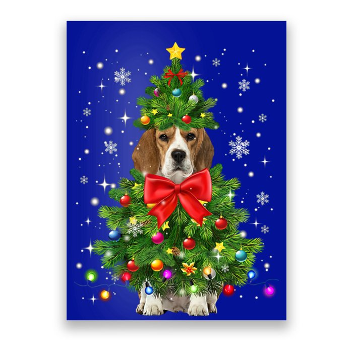 Beagle Dog Xmas Decoration Santa Christmas Tree Gift Poster