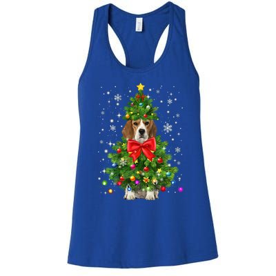 Beagle Dog Xmas Decoration Santa Christmas Tree Gift Women's Racerback Tank