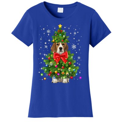 Beagle Dog Xmas Decoration Santa Christmas Tree Gift Women's T-Shirt