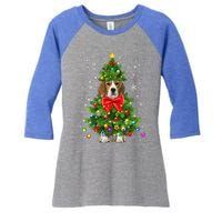 Beagle Dog Xmas Decoration Santa Christmas Tree Gift Women's Tri-Blend 3/4-Sleeve Raglan Shirt