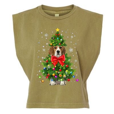 Beagle Dog Xmas Decoration Santa Christmas Tree Gift Garment-Dyed Women's Muscle Tee