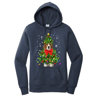 Beagle Dog Xmas Decoration Santa Christmas Tree Gift Women's Pullover Hoodie