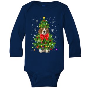 Beagle Dog Xmas Decoration Santa Christmas Tree Gift Baby Long Sleeve Bodysuit