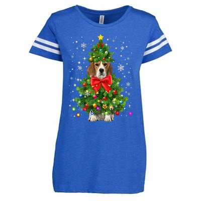 Beagle Dog Xmas Decoration Santa Christmas Tree Gift Enza Ladies Jersey Football T-Shirt