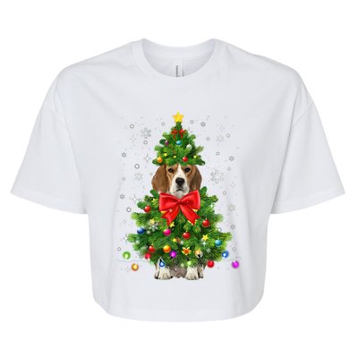 Beagle Dog Xmas Decoration Santa Christmas Tree Gift Bella+Canvas Jersey Crop Tee