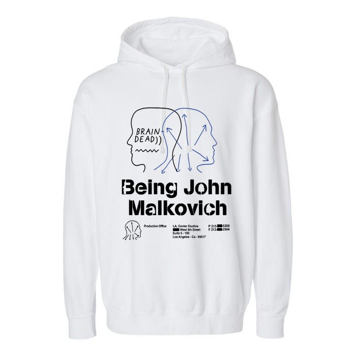 Brain Dead X Being John Malkovich Business Card White Garment-Dyed Fleece Hoodie