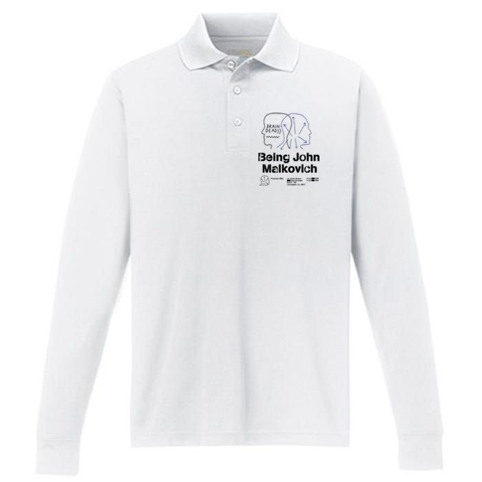 Brain Dead X Being John Malkovich Business Card White Performance Long Sleeve Polo