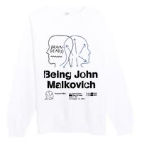 Brain Dead X Being John Malkovich Business Card White Premium Crewneck Sweatshirt