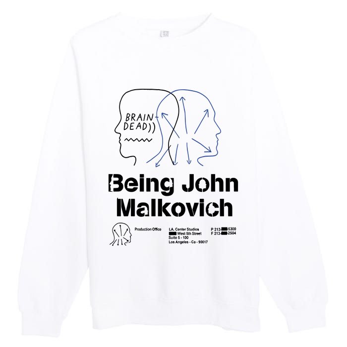 Brain Dead X Being John Malkovich Business Card White Premium Crewneck Sweatshirt