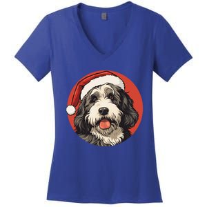 Bernedoodle Dog Xmas Doodle Dood Cute Christmas Bernedoodle Gift Women's V-Neck T-Shirt