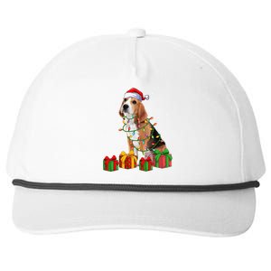 Beagle Dog Xmas Lighting Santa Hat Beagle Christmas Gift Snapback Five-Panel Rope Hat