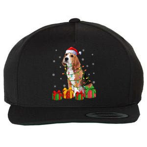 Beagle Dog Xmas Lighting Santa Hat Beagle Christmas Gift Wool Snapback Cap