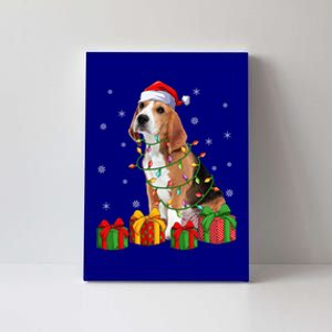 Beagle Dog Xmas Lighting Santa Hat Beagle Christmas Gift Canvas