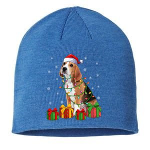 Beagle Dog Xmas Lighting Santa Hat Beagle Christmas Gift Sustainable Beanie