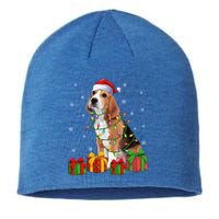 Beagle Dog Xmas Lighting Santa Hat Beagle Christmas Gift Sustainable Beanie