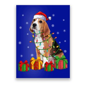 Beagle Dog Xmas Lighting Santa Hat Beagle Christmas Gift Poster